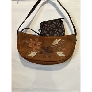 VTG  Mark by Avon Brown Suede Woodland Hippie Purse Pouchette 2003 Hobo